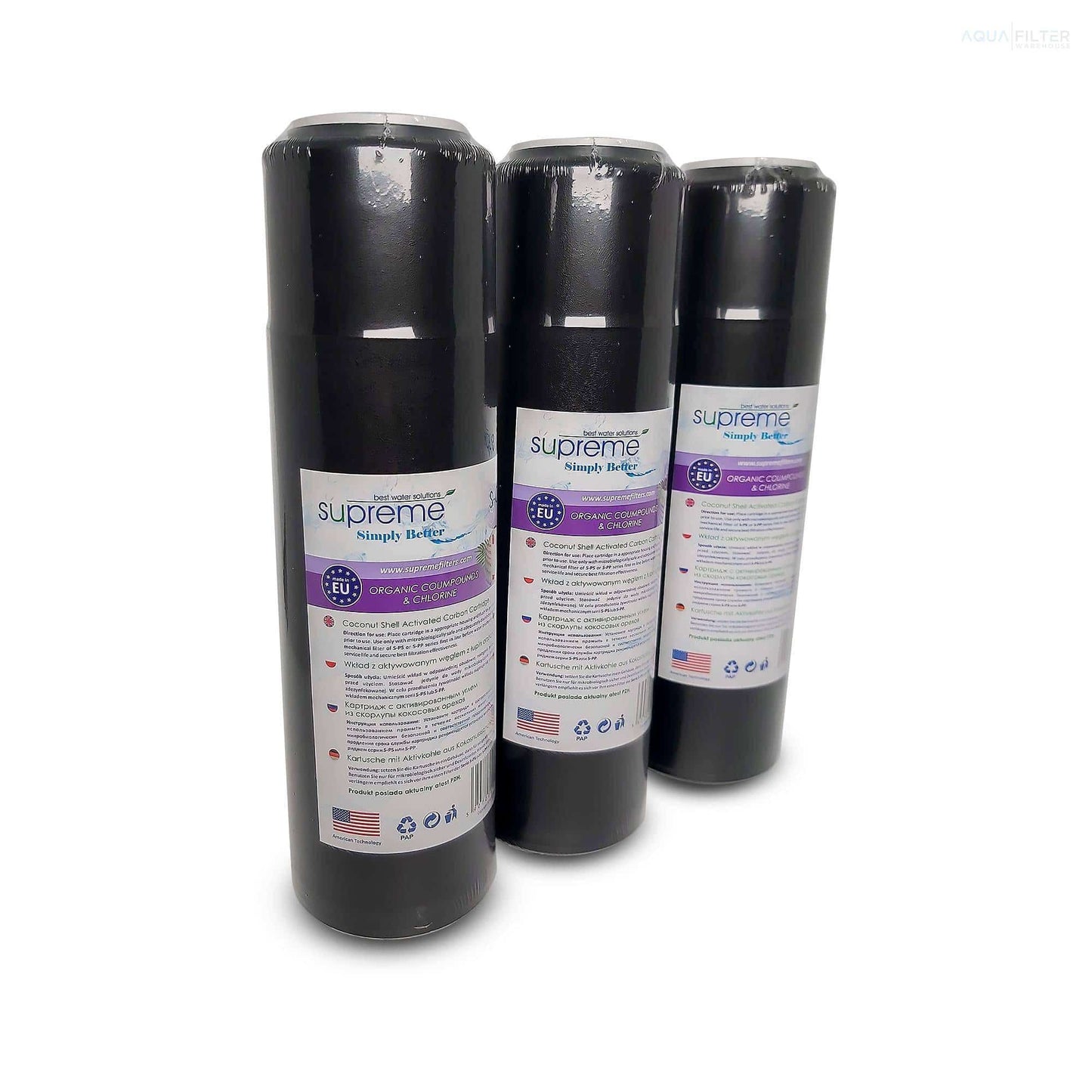 Granular Activated Carbon Cartridge GAC 10 Inch Pack of 3 Reverse Osmosis Water Filters Water Filter Cartridges