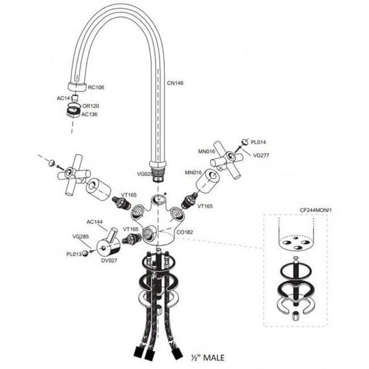 Osmio Kensington Chrome 3-Way (Tri-flow) Kitchen Tap €229 Water Filter Tap