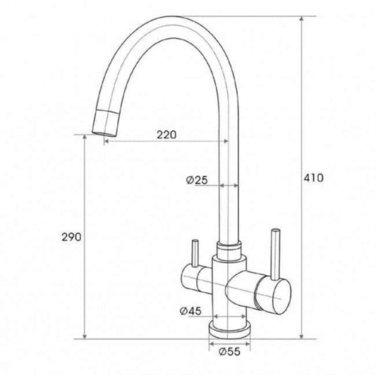 Osmio Bella 304 Stainless Steel 3-Way (Tri-flow) Kitchen Tap €249.99 Water Filter Tap